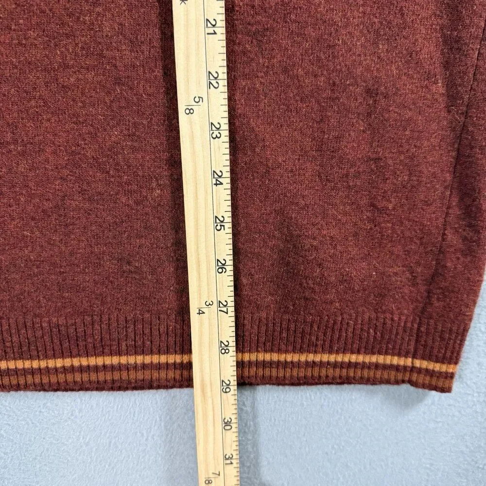 Joseph Abboud Vintage Sweater Mens XL Rust Wool Fair Isle Stripe Hong Kong